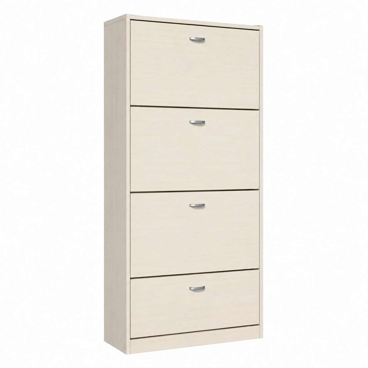 Armadio per Scarpe in Legno con Scomparti Doppio, Design Sottile (4 Ante, 63x24x150H cm, Bianco Nordico)