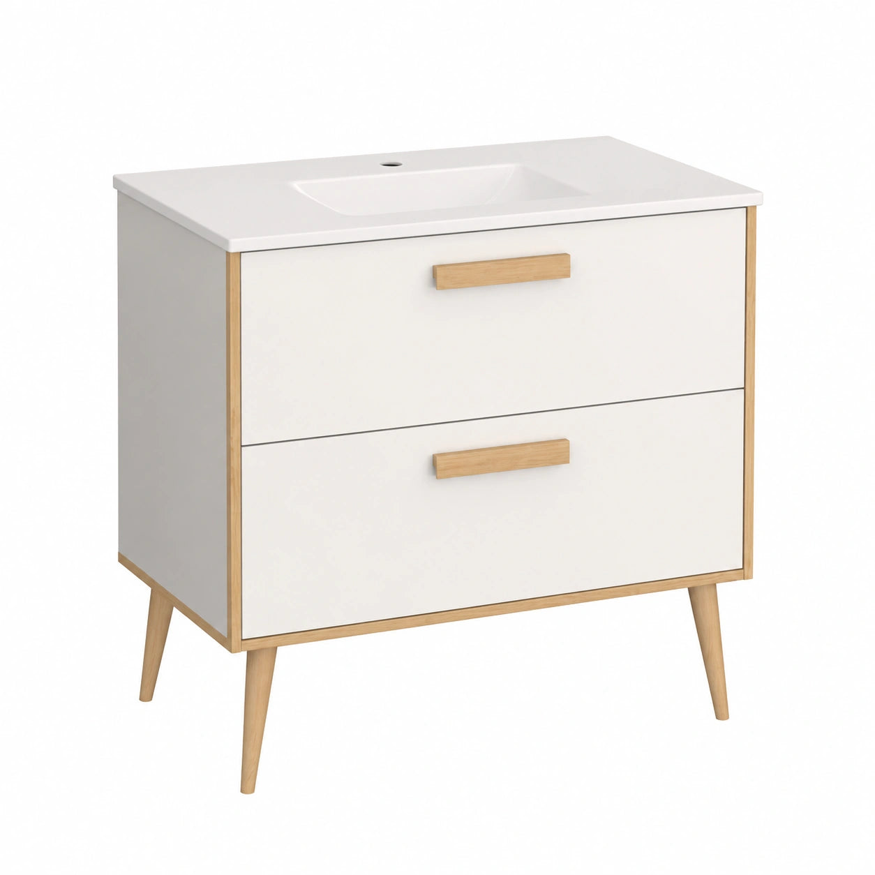 Mobile da Bagno Nordico in Rovere e Bianco 80x45x80H