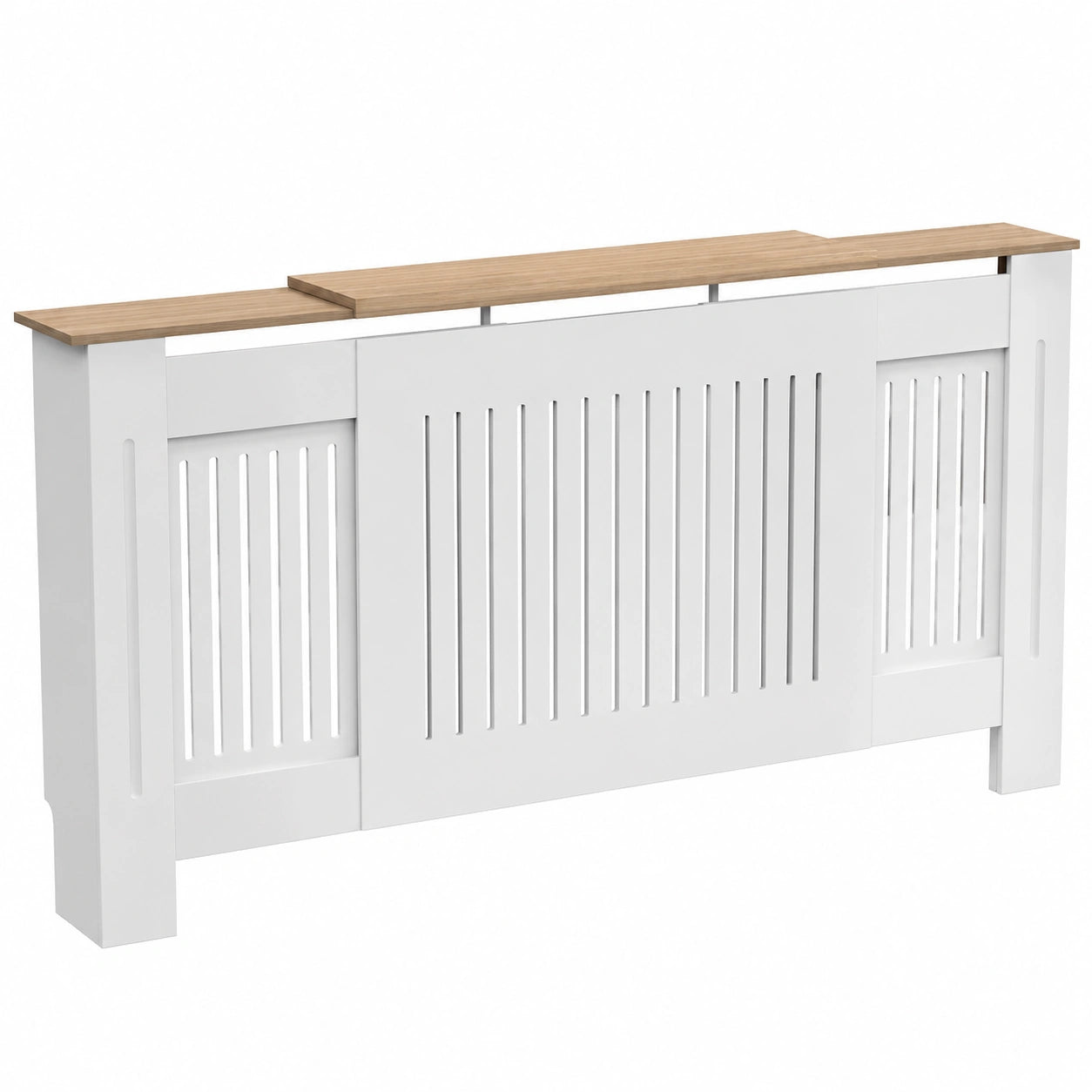Copertura Radiatore Regolabile in MDF Bianco Stile Shaker per Soggiorno