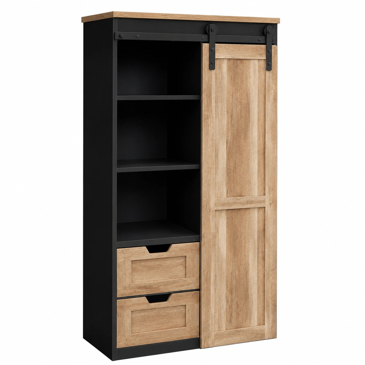 Credenza Moderna in Legno e Metallo Stile Industriale, 80x40x160 cm