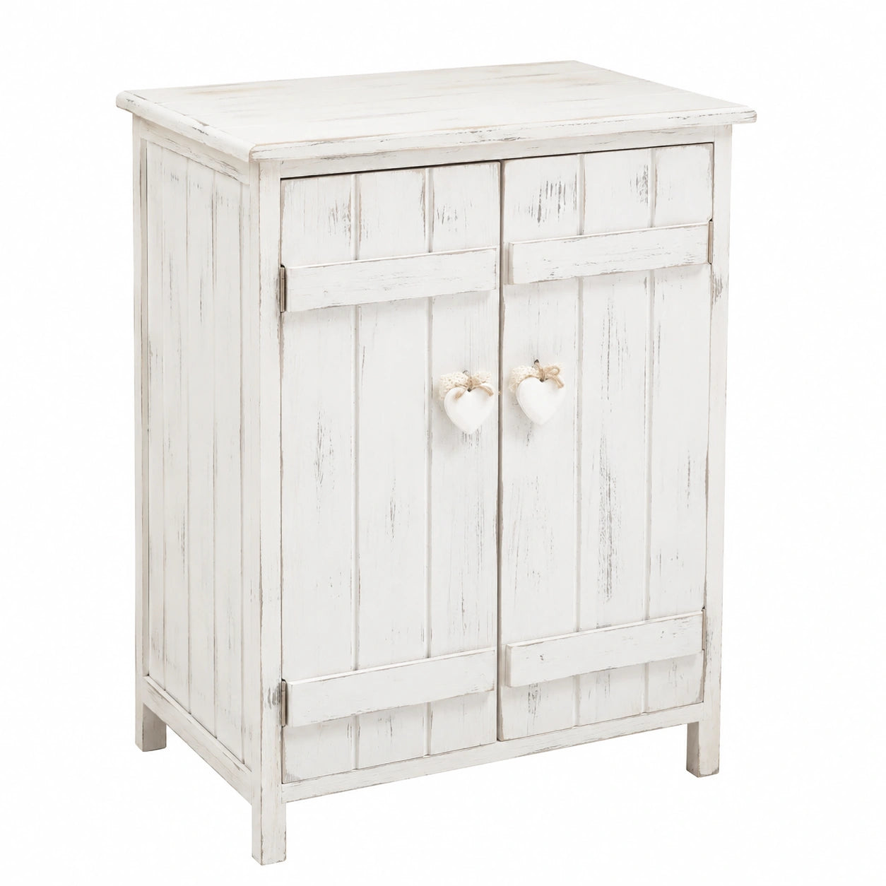 Mobiletto Rebecca con 2 Ante e 3 Ripiani Interni, Bianco Shabby Chic per Cucina e Bagno - 70x51x30 cm