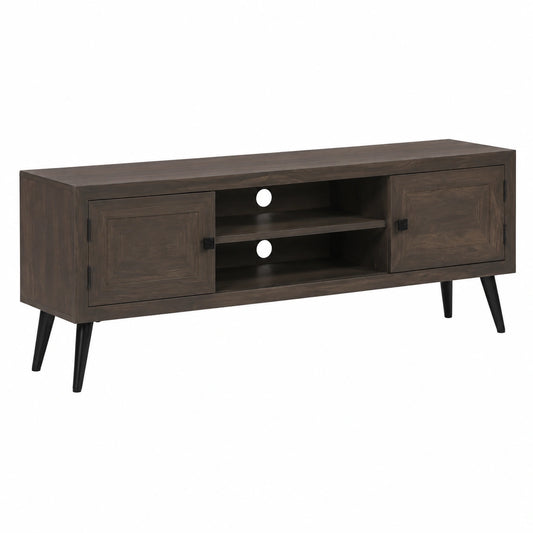 Credenza TV in Mango Massello con Armadietti e Ripiani, Stile Retrò Industriale, Facile da Montare