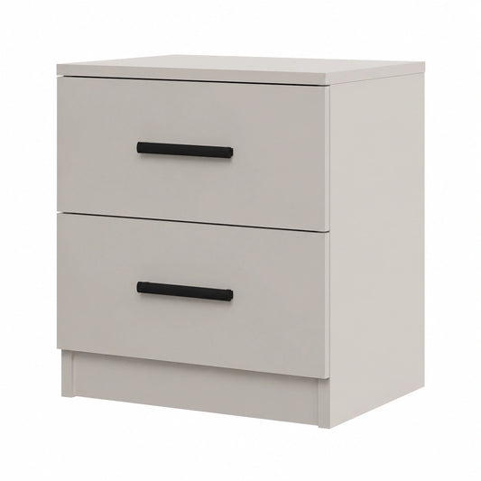 Comodino Nordico Dagna con 2 Cassetti, Elegante Beige, 40x46,5x35 cm
