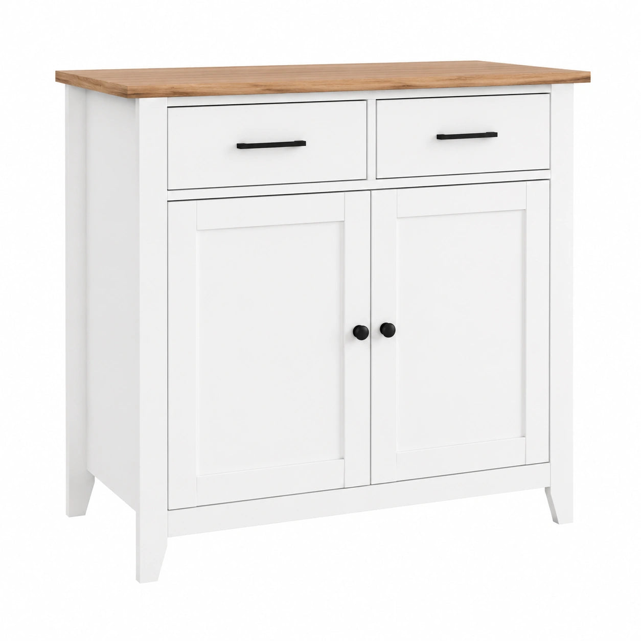 Credenza Rustica in Legno con Armadi e Cassetti, Bianco 82x40x91cm