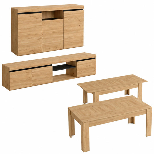 Arredamento Soggiorno Skraut Home in Stile Nordico, Rovere e Nero