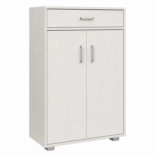Scarpiera Salvaspazio con 4 Ripiani, 2 Ante e 1 Cassetto in Legno Melaminico, 63x33x95H cm, Bianco Nordico