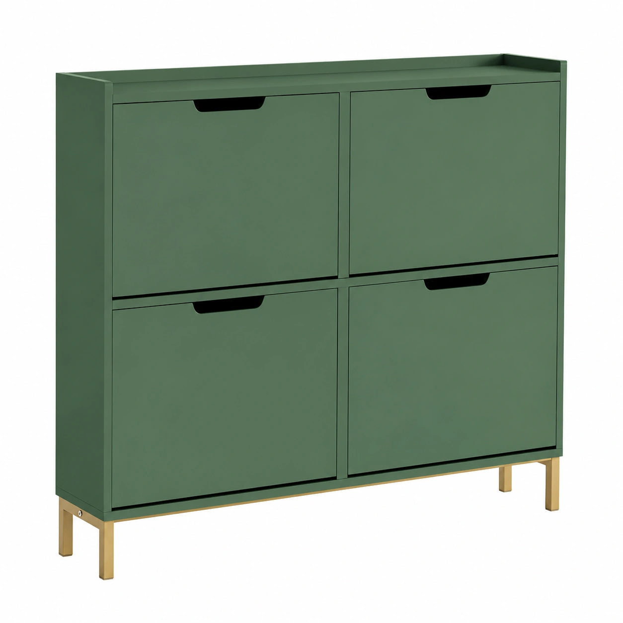 Scarpiera Salvaspazio con Ante Ribalta in Legno, Verde Scuro, 100x19x90 cm