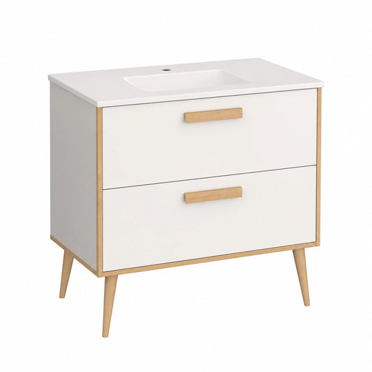 Mobile da Bagno Nordico in Rovere e Bianco 80x45x80H