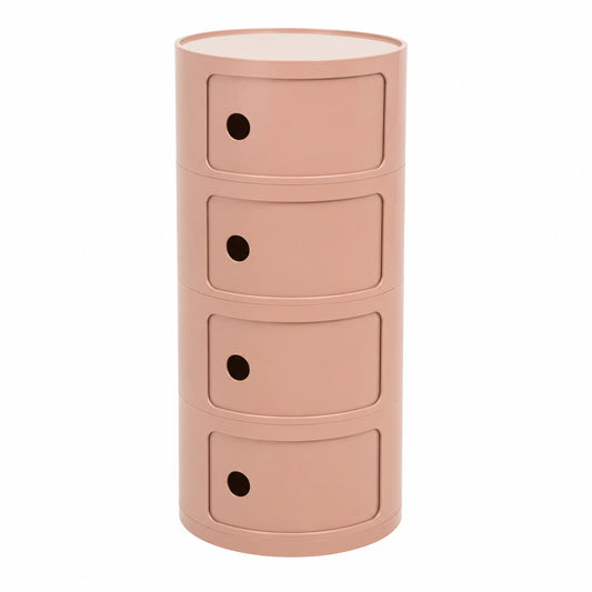 Comodino nordico rotondo a 4 livelli in rosa - Mobile laterale creativo ed elegante