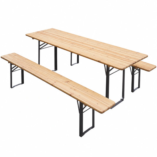 Set Tavolo e Panche Pieghevoli in Legno per Esterni, Ideale per Feste e Picnic