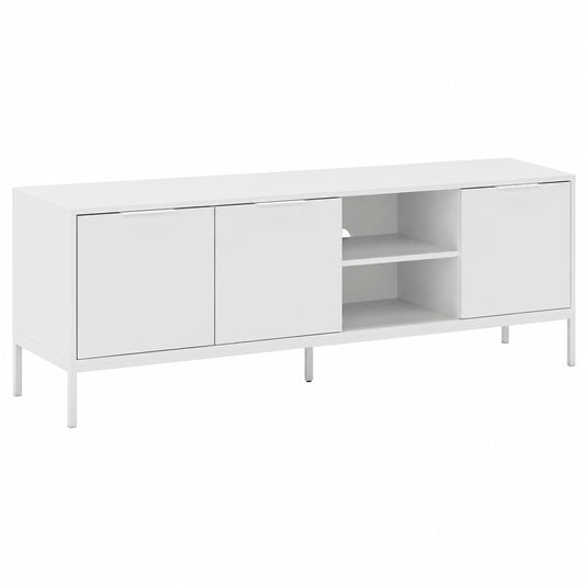 Mobile Porta TV con 3 Ante in Legno Bianco 160x40x55 cm
