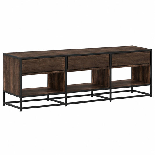 Mobile TV in Rovere Marrone 180x40x46 cm con Spazio di Archiviazione, Struttura in Metallo Industriale