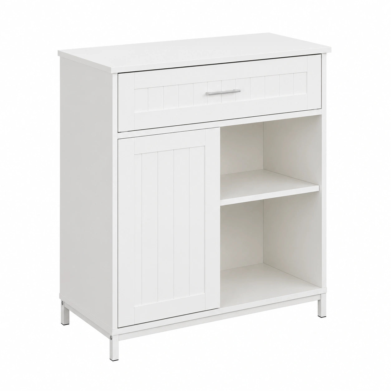 Mobile Buffet WOLTU con Ante Scorrevoli e Cassetto, Credenza in Legno Salvaspazio, Ripiano Regolabile, per Cucina e Sala da Pranzo, 70x30x80,2 cm, Bianco
