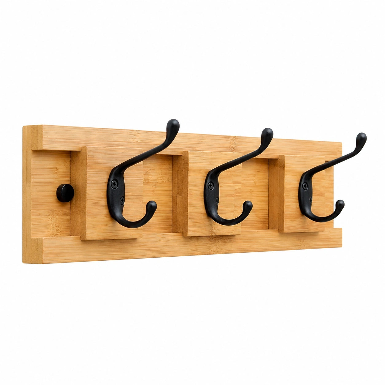 Appendiabiti da parete in legno naturale con ganci regolabili, design scandinavo