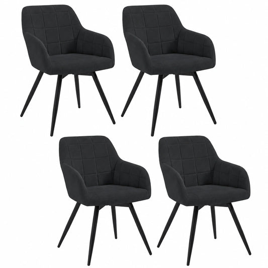 Set 4 Sedie WOLTU Girevoli in Velluto, Ergonomiche con Gambe in Metallo, per Casa e Ufficio, Nero