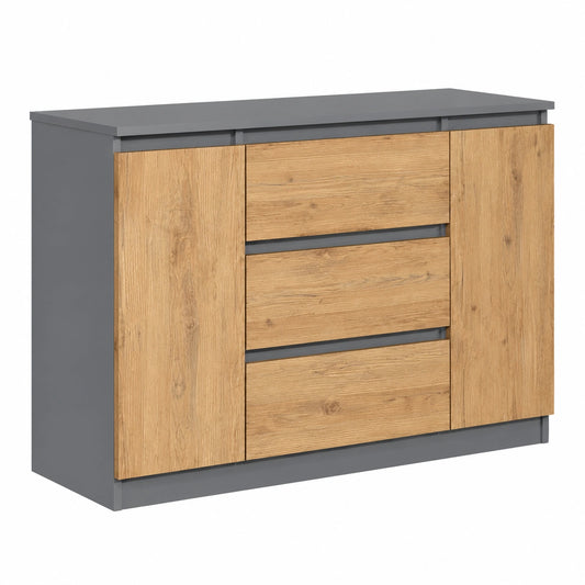 Comò Moderno con Cassetti e Ante in Legno Sonoma Antracite per Camera e Soggiorno 120x80x40 cm