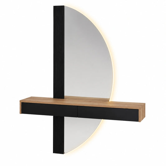 Tocador regolabile Vicco Melisa 120 cm, Nero, con 2 cassetti
