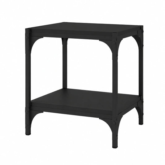 Mobile TV industriale in legno e acciaio, nero, 40x33x41 cm, per soggiorno