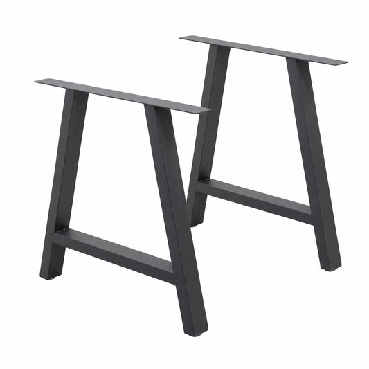 Set di 2 Gambe per Tavolo in Acciaio Antracite - Design Industriale 70x72 cm
