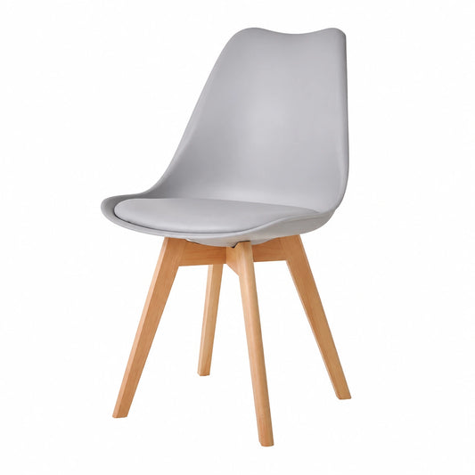 Set di 6 Sedie da Pranzo Nordiche Grigie con Gambe in Legno Massello, Design Ergonomico Moderno