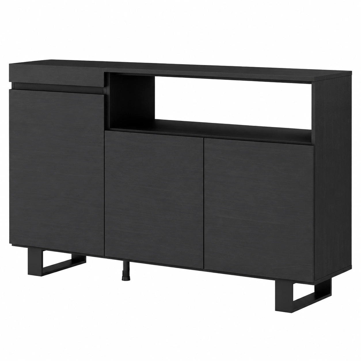 Credenza in Stile Industriale con 3 Ante, 150x87x35cm, Nero per Cucina o Ingresso