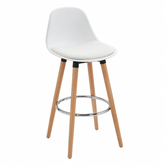 Set di 2 Sgabelli da Bar in Stile Scandinavo con Imbottitura, Ideali per Cucina e Sala da Pranzo, Bianco