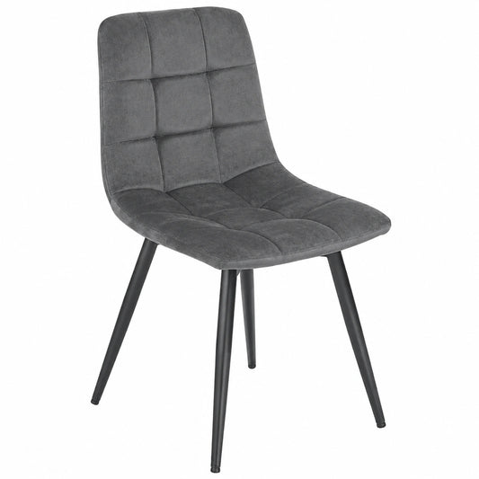 Sedie Girevoli in Velluto Grigio Scuro con Gambe in Metallo, Set da 4 per Cucina e Soggiorno
