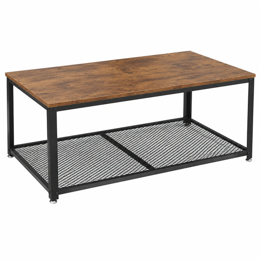 Tavolino da Salotto Industriale con Struttura in Metallo e Ripiano in Legno MDF, 106x60x45 cm