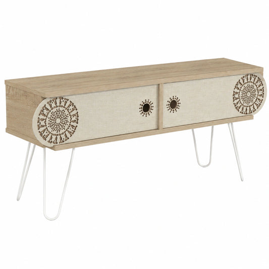Mobile Porta TV in Stile Nordico con 2 Ante, 106x30x48 cm, Colore Rovere