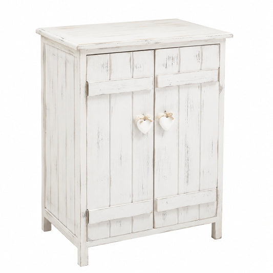 Mobiletto Rebecca con 2 Ante e 3 Ripiani Interni, Bianco Shabby Chic per Cucina e Bagno - 70x51x30 cm