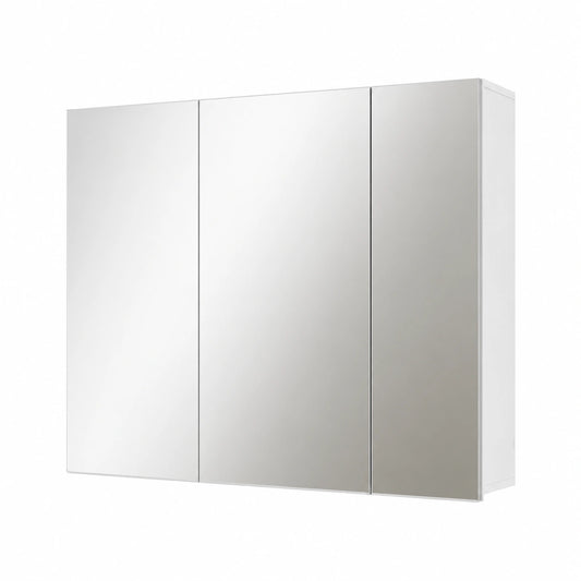 Mobiletto da Bagno Sospeso con Specchio, 3 Ante e Ripiani Regolabili, Stile Scandinavo, Bianco, 70x14,5x61 cm